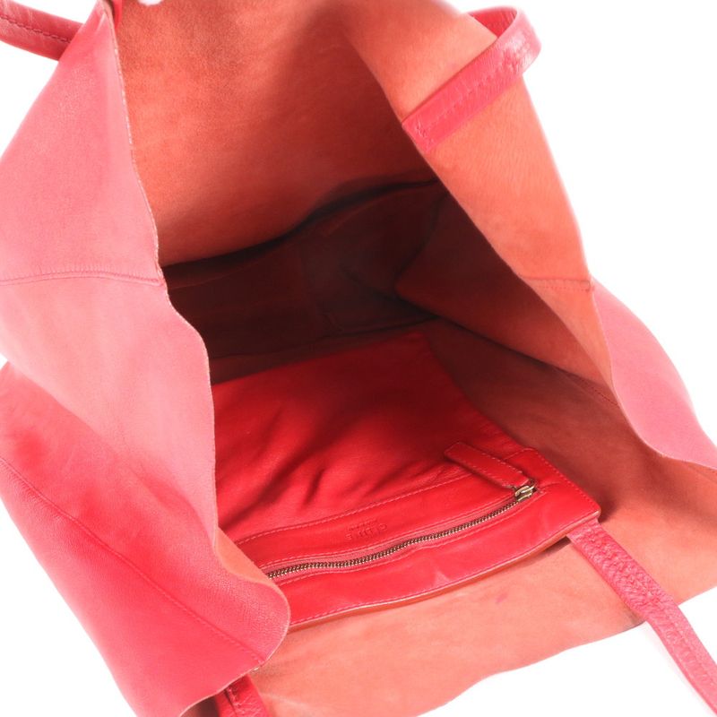 Celine Cabas Horizontal Red Leather Tote Bag Shoulder Genuine Leather A4 Ladies