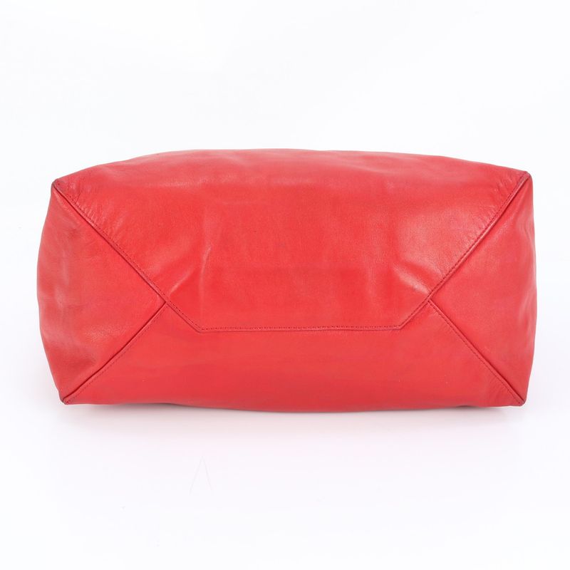 Celine Cabas Horizontal Red Leather Tote Bag Shoulder Genuine Leather A4 Ladies