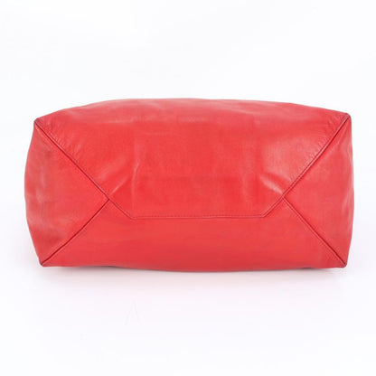 Celine Cabas Horizontal Red Leather Tote Bag Shoulder Genuine Leather A4 Ladies