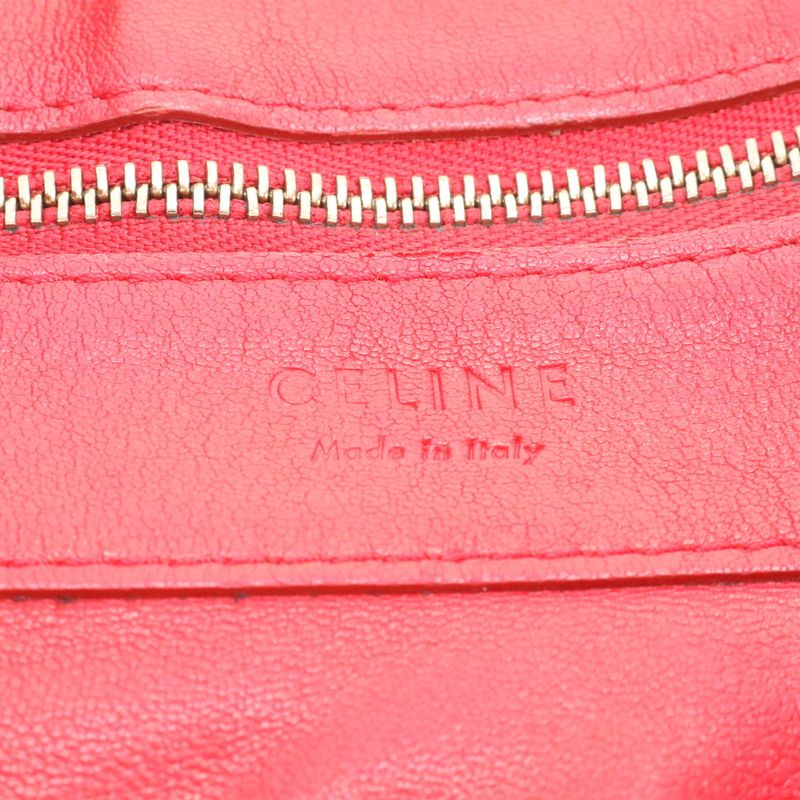 Celine Cabas Horizontal Red Leather Tote Bag Shoulder Genuine Leather A4 Ladies