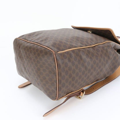 Celine Macadam Leather Backpack Sac Backpack Shoulder Bag Brown Women EEM Da35-9
