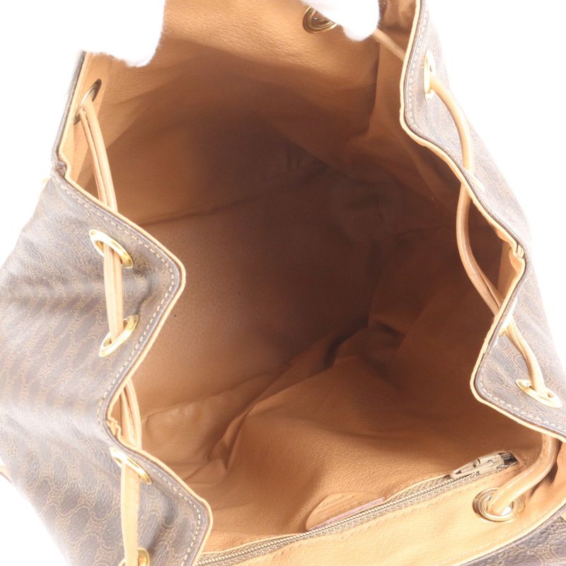 Celine Macadam Leather Backpack Sac Backpack Shoulder Bag Brown Women EEM Da35-9