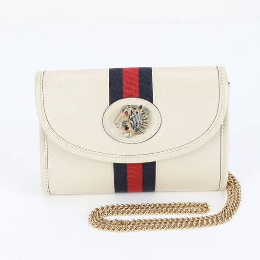 Gucci Raja Chain Shoulder Wallet Bag 573797 Leather Wallet Crossbody Women EEM