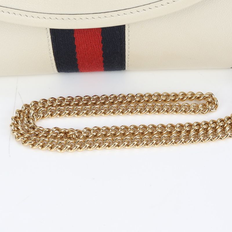 Gucci Raja Chain Shoulder Wallet Bag 573797 Leather Wallet Crossbody Women EEM