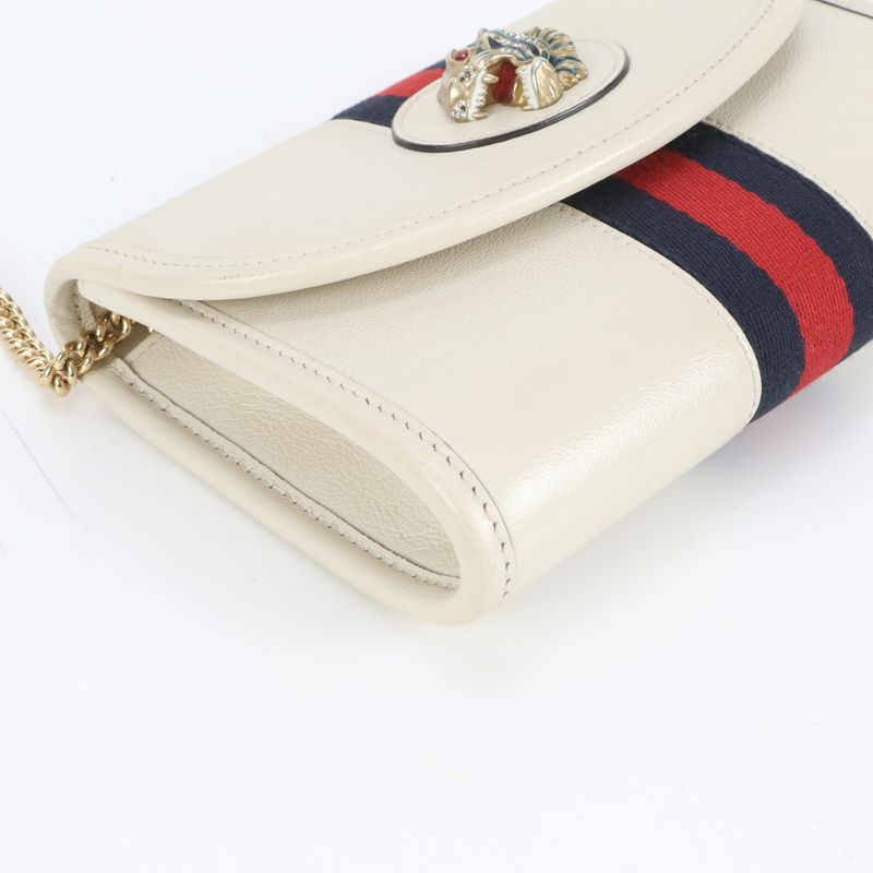 Gucci Raja Chain Shoulder Wallet Bag 573797 Leather Wallet Crossbody Women EEM