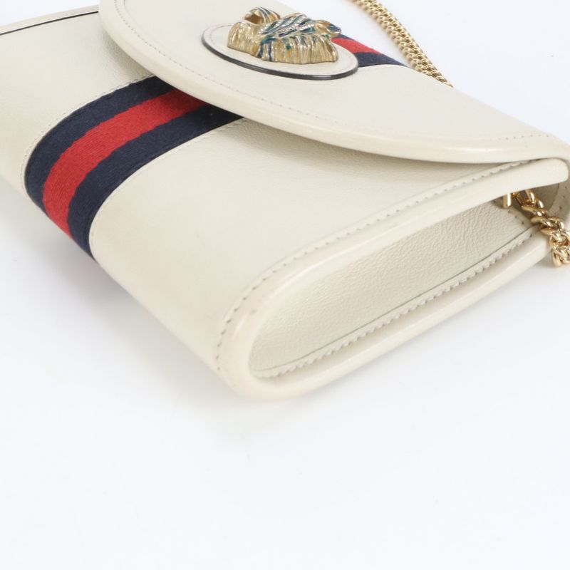 Gucci Raja Chain Shoulder Wallet Bag 573797 Leather Wallet Crossbody Women EEM