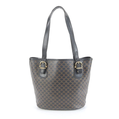 Celine Macadam Leather Tote Bag Shoulder Hand Genuine Leather Black Women's RRM