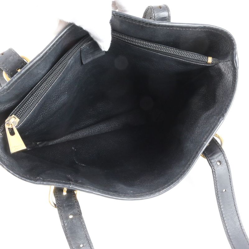 Celine Macadam Leather Tote Bag Shoulder Hand Genuine Leather Black Women's RRM