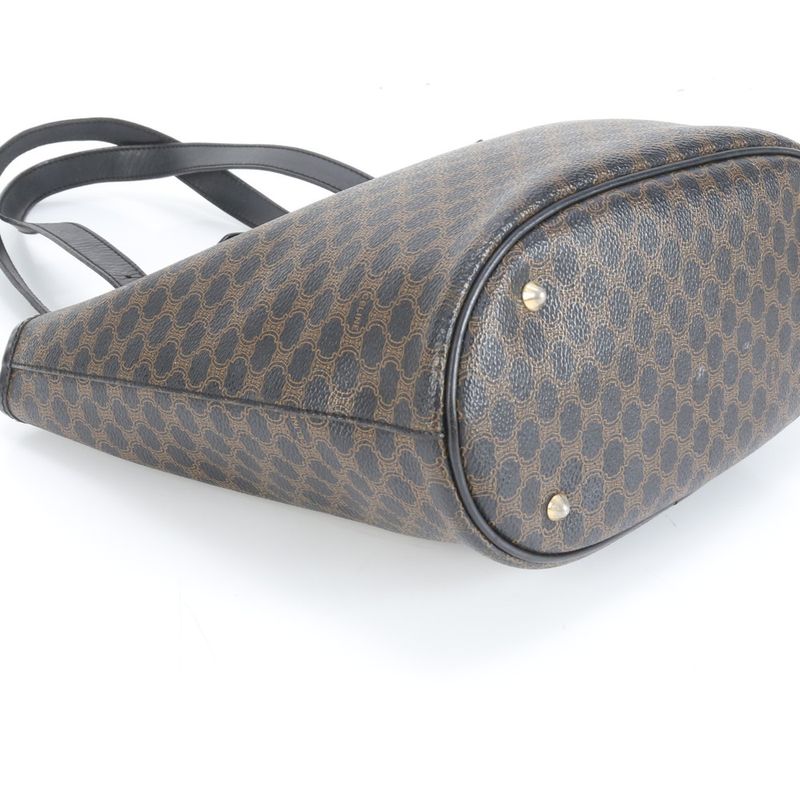 Celine Macadam Leather Tote Bag Shoulder Hand Genuine Leather Black Women's RRM