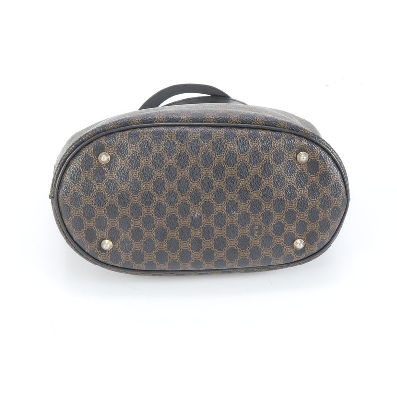 Celine Macadam Leather Tote Bag Shoulder Hand Genuine Leather Black Women's RRM