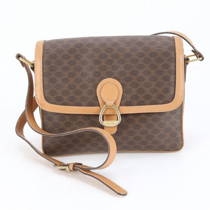 Celine Macadam Leather Shoulder Bag Crossbody Hand Tote Brown Women's RRM