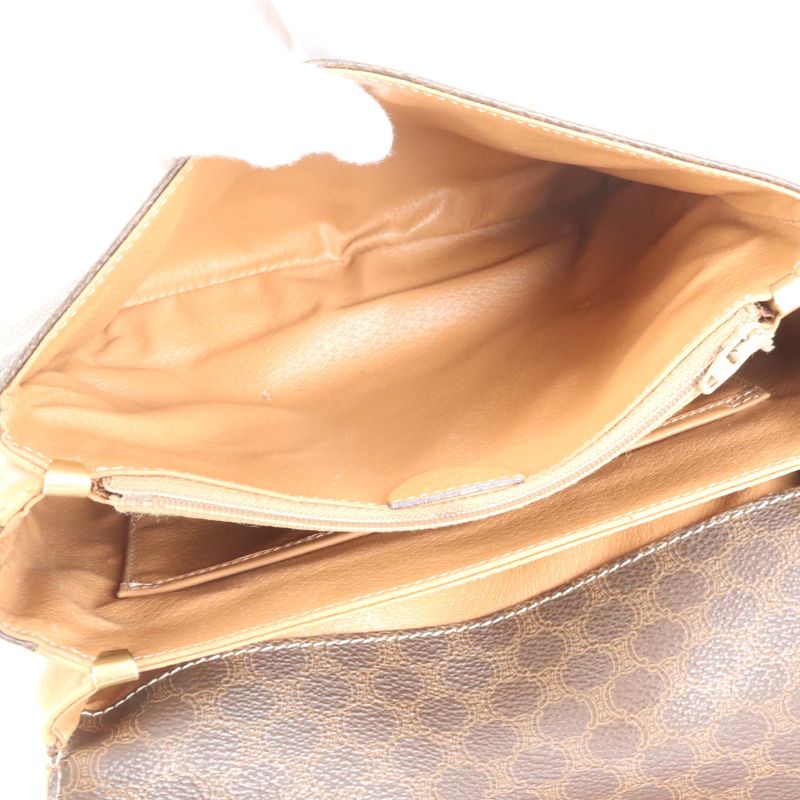 Celine Macadam Leather Shoulder Bag Crossbody Hand Tote Brown Women's RRM