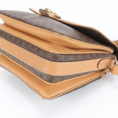 Celine Macadam Leather Shoulder Bag Crossbody Hand Tote Brown Women's RRM