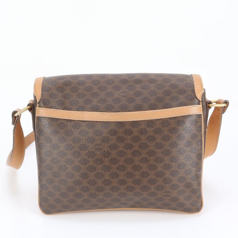 Celine Macadam Leather Shoulder Bag Crossbody Hand Tote Brown Women's RRM