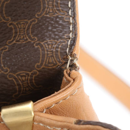 Celine Macadam Leather Shoulder Bag Crossbody Hand Tote Brown Women's RRM