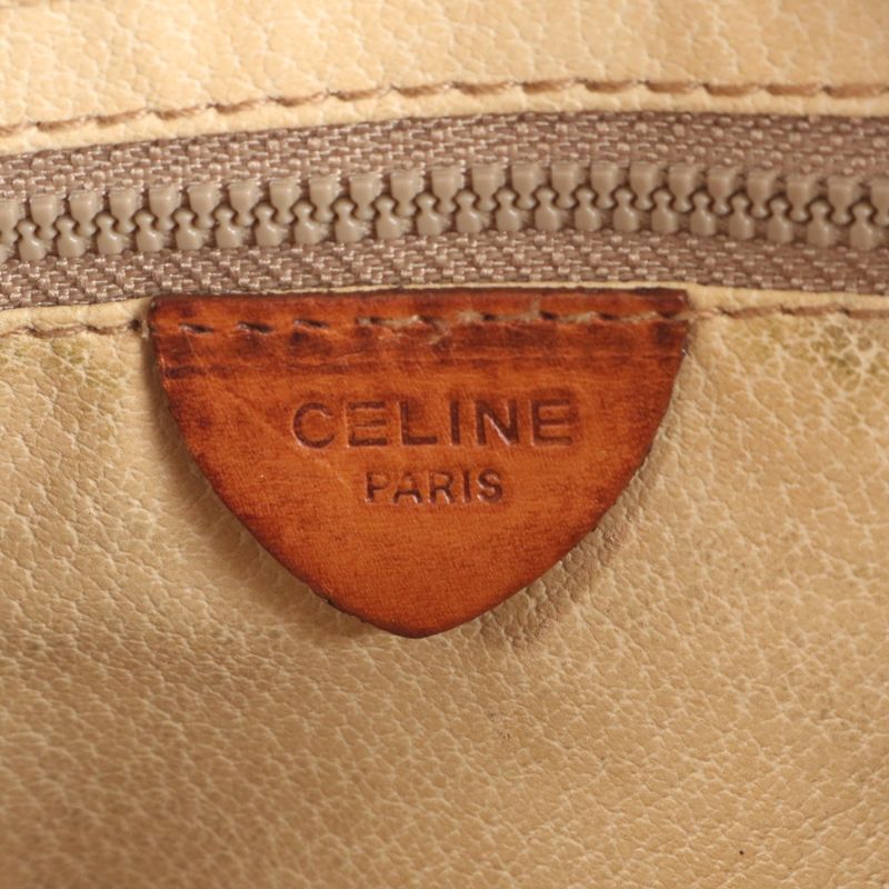 Vintage Celine Macadam Leather Tote Bag Shoulder Brown Women's EEM Da37-6