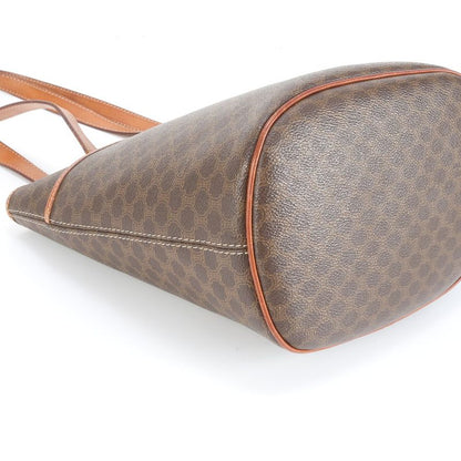 Vintage Celine Macadam Leather Tote Bag Shoulder Brown Women's EEM Da37-6