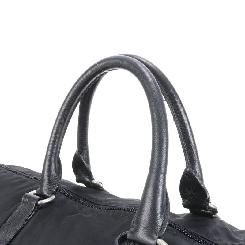 Prada Tessuto Nylon Saffiano Leather Boston Bag Business Travel Tote Carry