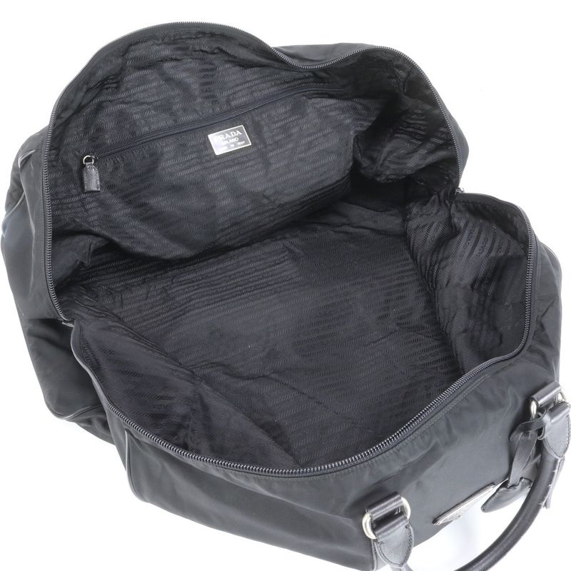 Prada Tessuto Nylon Saffiano Leather Boston Bag Business Travel Tote Carry
