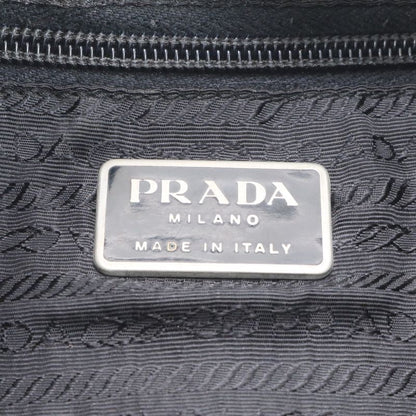 Prada Tessuto Nylon Triangle Logo Leather Backpack Sac Shoulder Bag Black Women