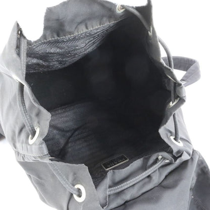 Prada Tessuto Nylon Triangle Logo Leather Backpack Sac Shoulder Bag Black Women