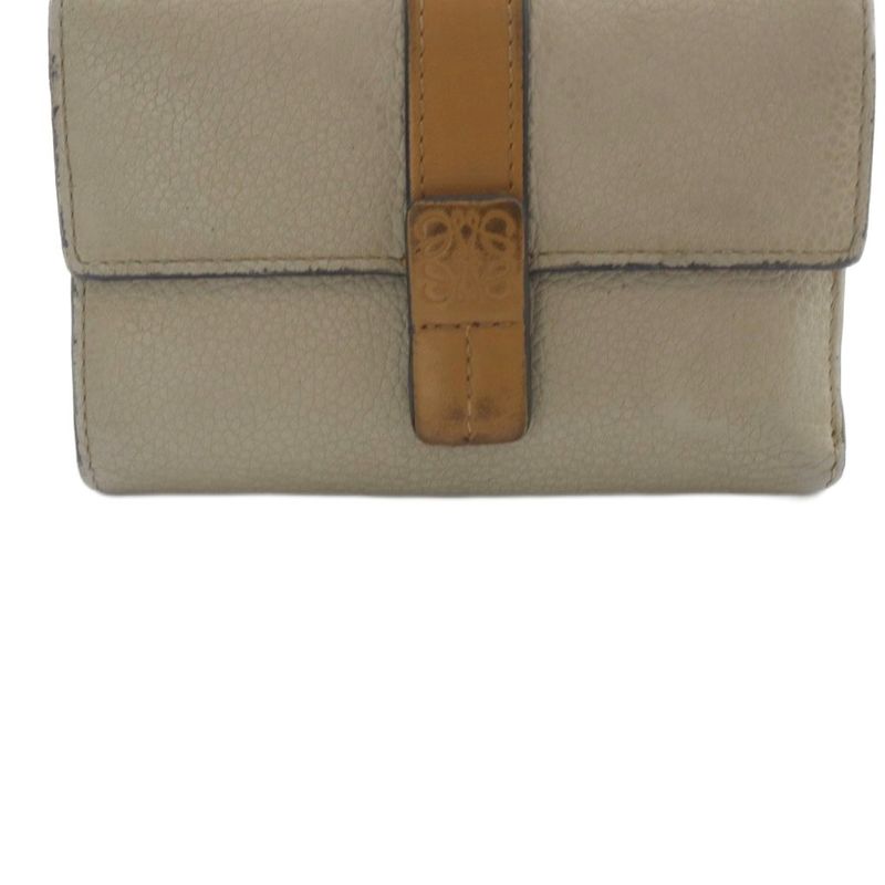 Loewe Vertical Wallet Small Trifold Wallet Leather Beige