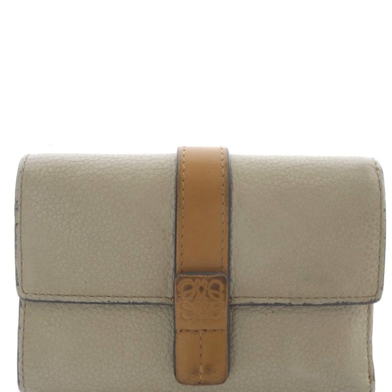 Loewe Vertical Wallet Small Trifold Wallet Leather Beige
