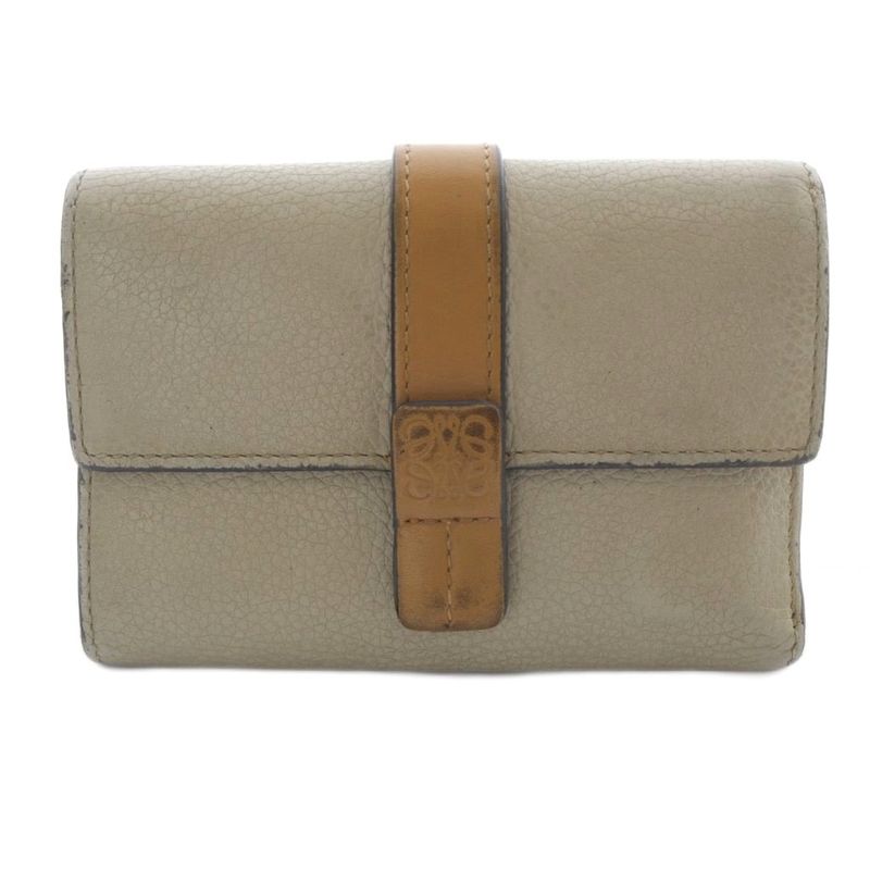 Loewe Vertical Wallet Small Trifold Wallet Leather Beige