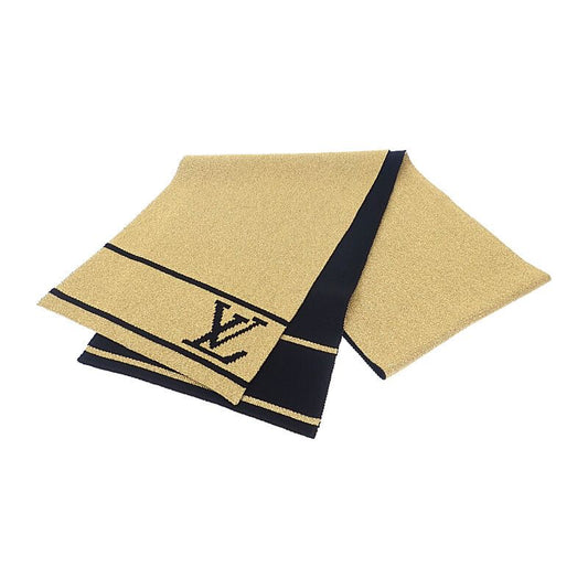 Louis Vuitton Echarpe Glitter M76167 Scarf Wool Rayon Gold Ladies Men's [grade A