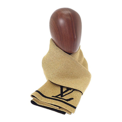 Louis Vuitton Echarpe Glitter M76167 Scarf Wool Rayon Gold Ladies Men's [grade A