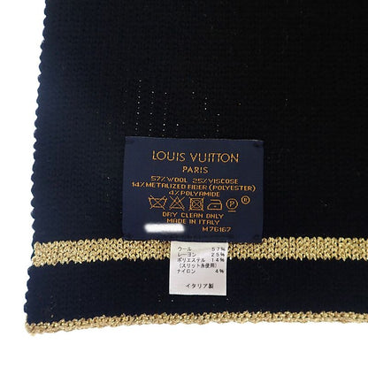 Louis Vuitton Echarpe Glitter M76167 Scarf Wool Rayon Gold Ladies Men's [grade A