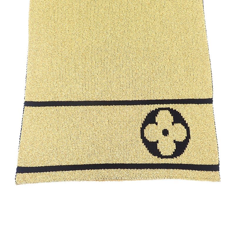 Louis Vuitton Echarpe Glitter M76167 Scarf Wool Rayon Gold Ladies Men's [grade A