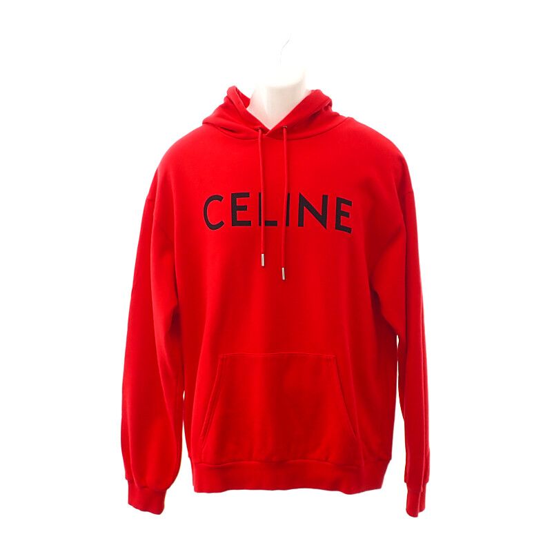 Celine Loose Hoodie Size L 2y321670q Hoodie Pullover Cotton Red Mens [A Rank