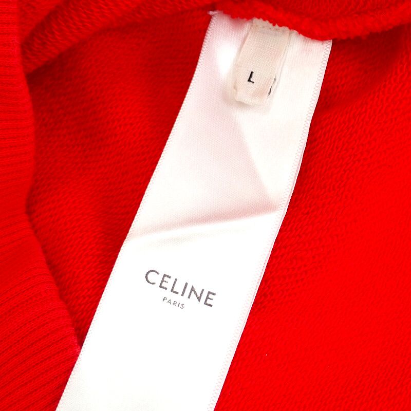 Celine Loose Hoodie Size L 2y321670q Hoodie Pullover Cotton Red Mens [A Rank