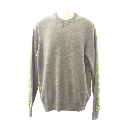 Louis Vuitton Monogram Cashmere XL Knit Cashmere Gray Yellow Men's [A Rank