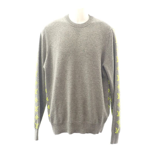 Louis Vuitton Monogram Cashmere XL Knit Cashmere Gray Yellow Men's [A Rank