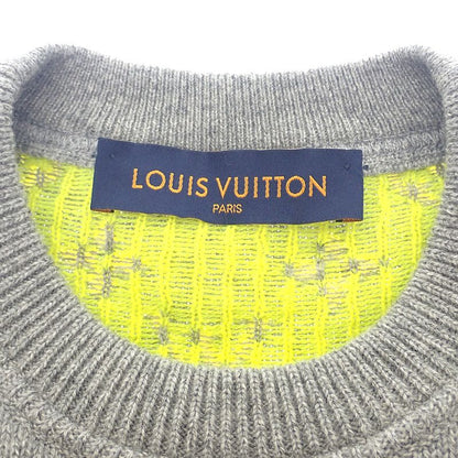 Louis Vuitton Monogram Cashmere XL Knit Cashmere Gray Yellow Men's [A Rank