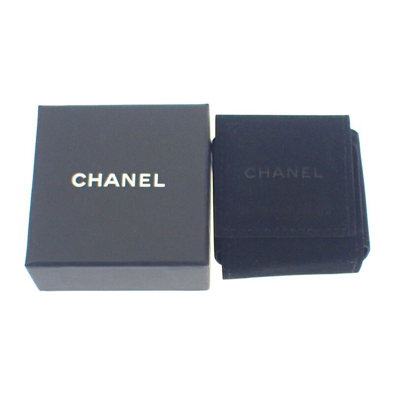 Chanel CC Square Earrings Metal White Crystal Coco Mark Silver Hardware Ladies