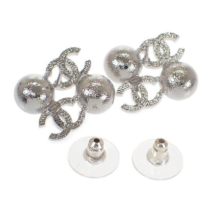 Chanel CC Coco Mark I25S Earrings Metal Faux Pearl Clear Strass Women's