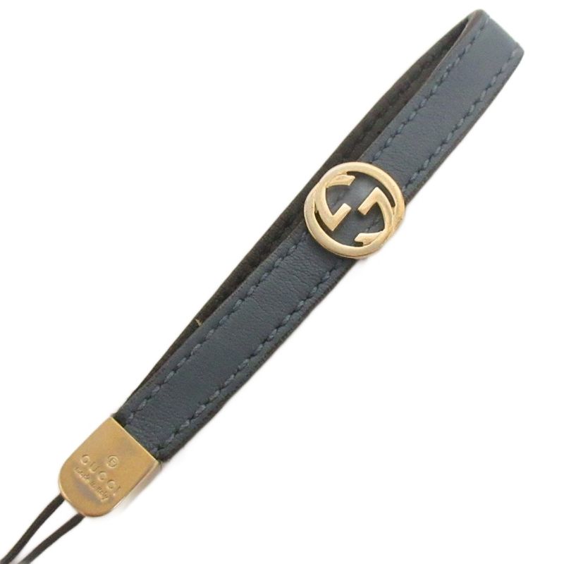 Gucci Strap Charm Rocking G Leather Navy Blue Navy