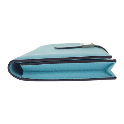 Hermes Bearn Souffle Long Wallet Vaux Epson Blue Atoll Blue Light Blue Silver