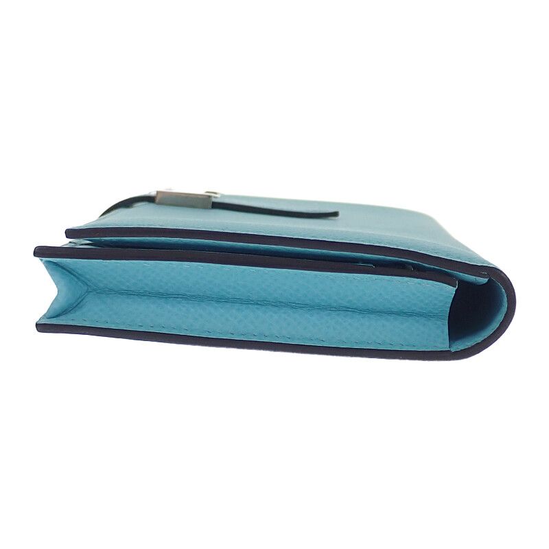 Hermes Bearn Souffle Long Wallet Vaux Epson Blue Atoll Blue Light Blue Silver