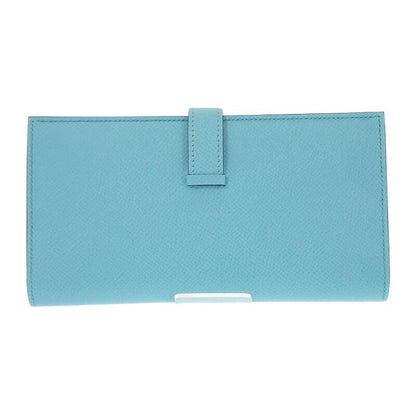 Hermes Bearn Souffle Long Wallet Vaux Epson Blue Atoll Blue Light Blue Silver