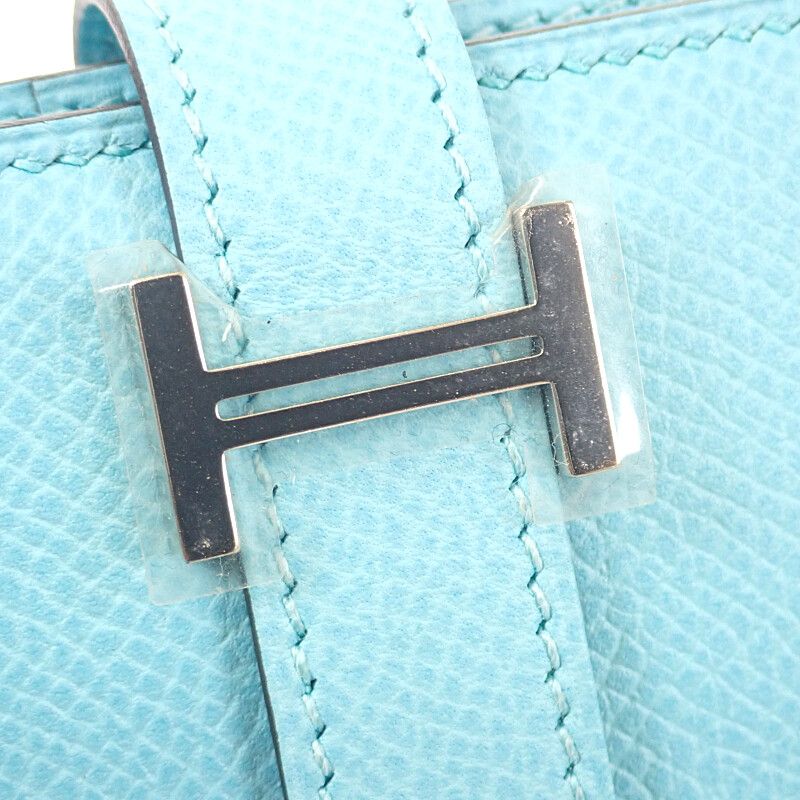Hermes Bearn Souffle Long Wallet Vaux Epson Blue Atoll Blue Light Blue Silver