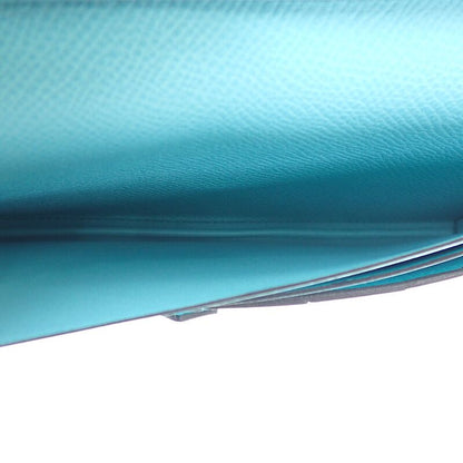Hermes Bearn Souffle Long Wallet Vaux Epson Blue Atoll Blue Light Blue Silver