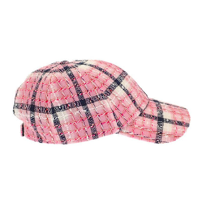 Chanel Coco Mark Tweed Aaa008_b16357_nx209 Cap Hat Cotton Pink Silver Hardware