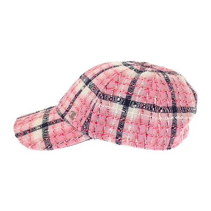 Chanel Coco Mark Tweed Aaa008_b16357_nx209 Cap Hat Cotton Pink Silver Hardware