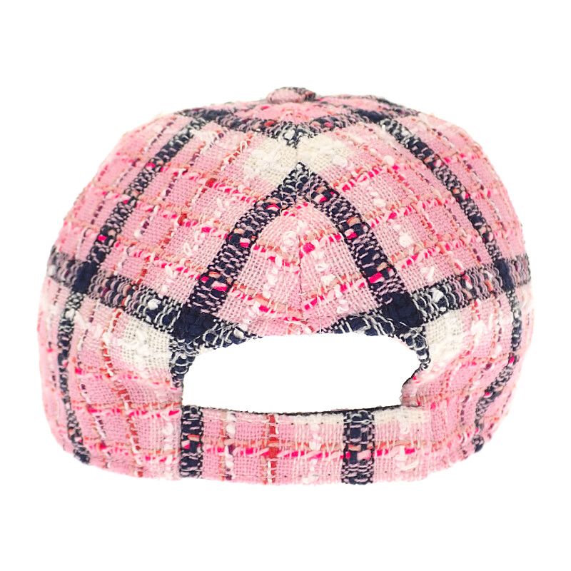 Chanel Coco Mark Tweed Aaa008_b16357_nx209 Cap Hat Cotton Pink Silver Hardware