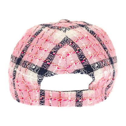 Chanel Coco Mark Tweed Aaa008_b16357_nx209 Cap Hat Cotton Pink Silver Hardware