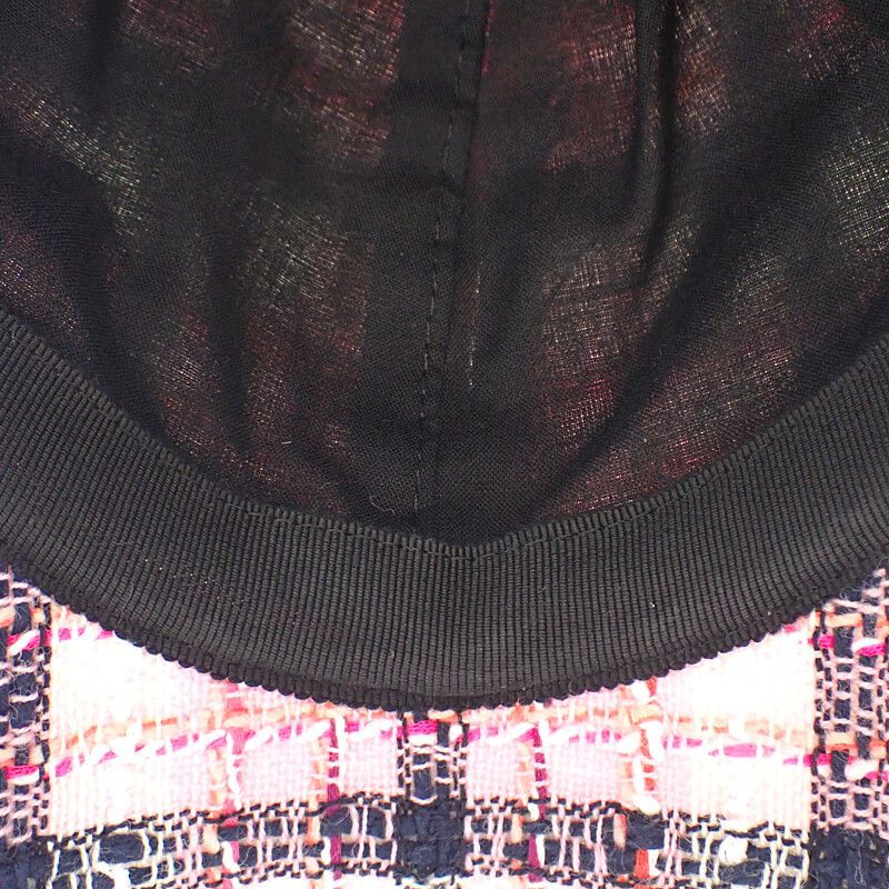 Chanel Coco Mark Tweed Aaa008_b16357_nx209 Cap Hat Cotton Pink Silver Hardware